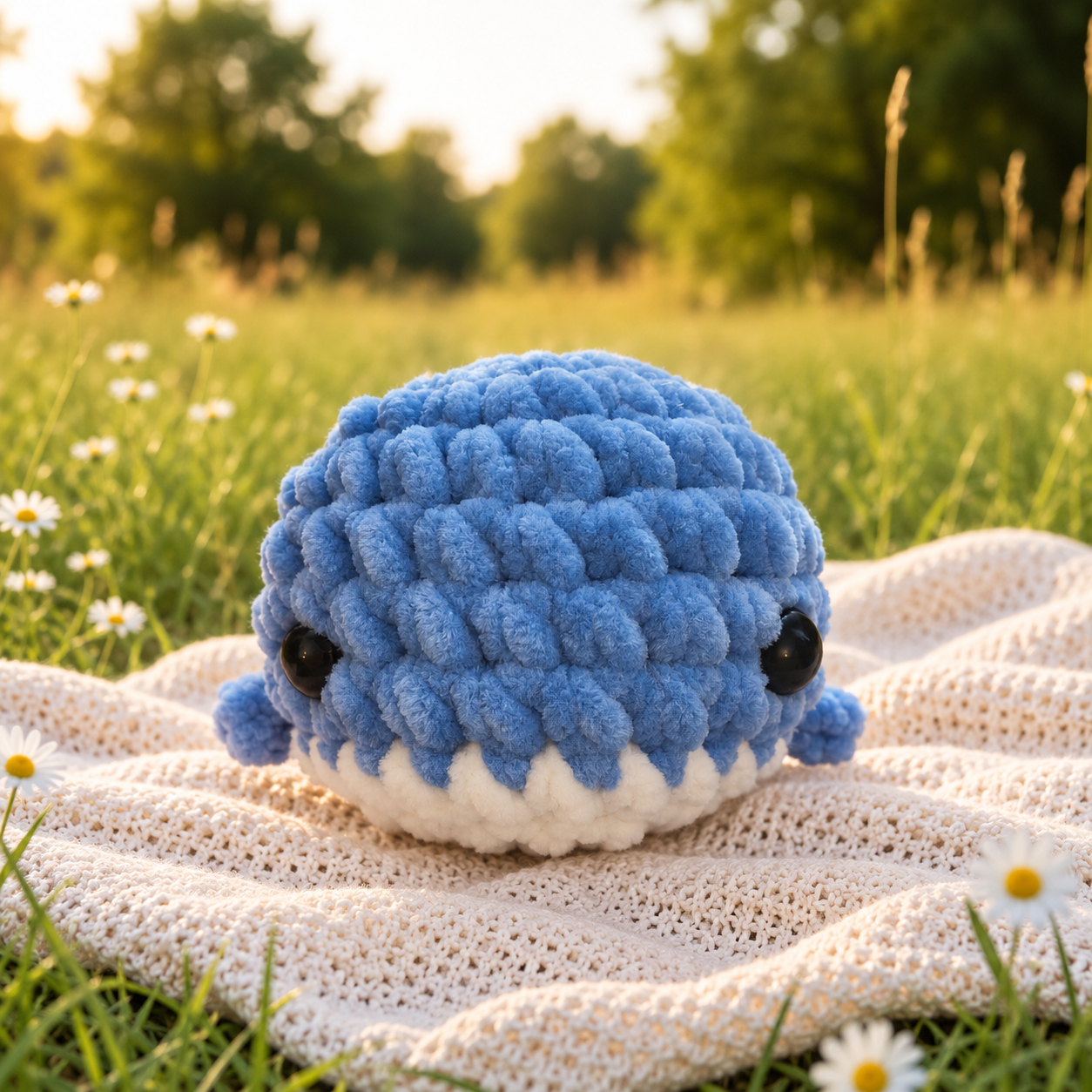 'Sam' soft toy, small – White/Blue